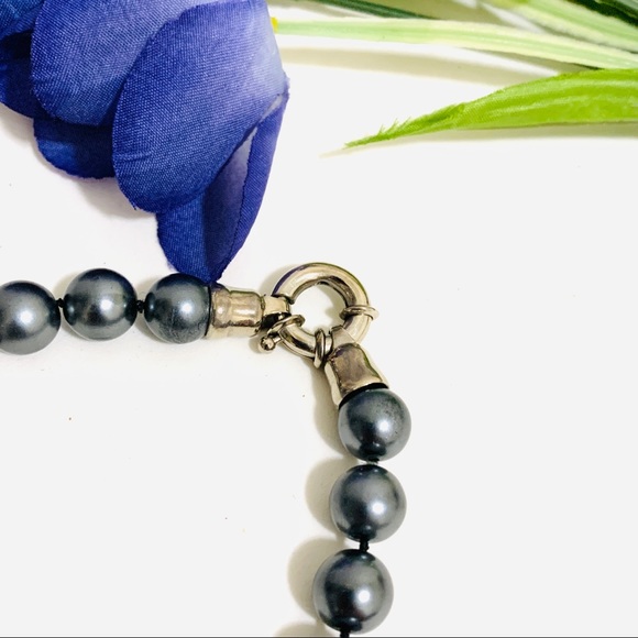 vintage grey faux pearl bead choker necklace - Picture 6 of 11